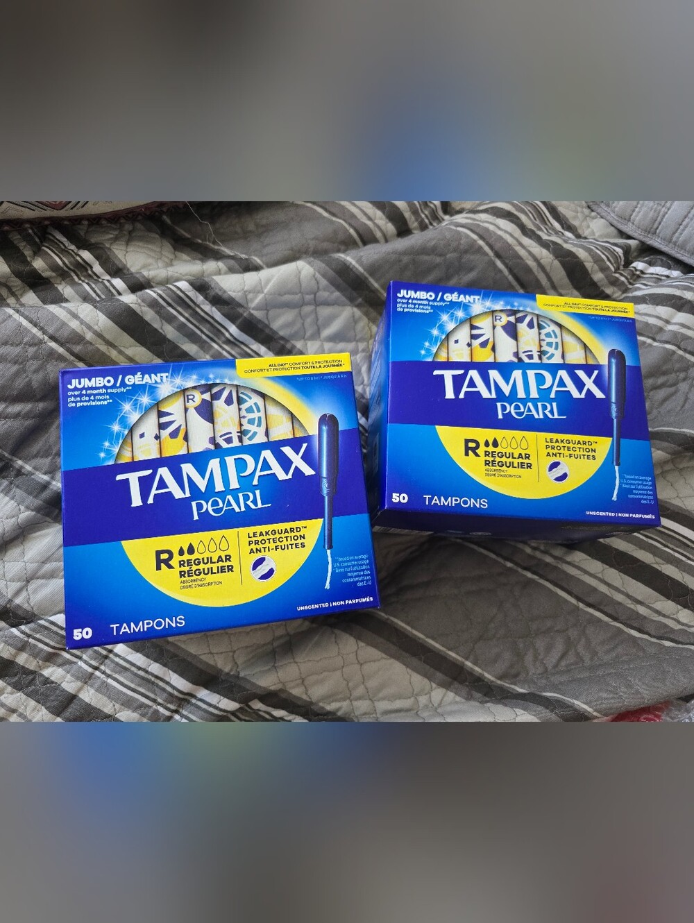 Tampax Pearl Tampons with Plastic Applicator, Regular Absorbency, 50 Count X2